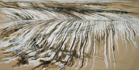 Ohne Titel, Mischtechnik auf Packpapier, 70 x 140 cm, 2006