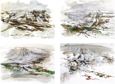 Ohne Titel, Mischtechnik auf Papier, je 24 x 32 cm, 2005