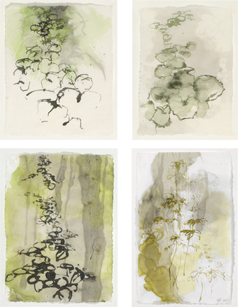 Ohne Titel,  Tusche auf Chinapapier, 31 x 26 cm, 33 x 23, 30 x 22, 36 x 22 cm, 2019