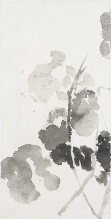 Ohne Titel,  Tusche auf Chinapapier auf Leinwand, 46 x 24 cm, 2020<br>In Privatsammlung